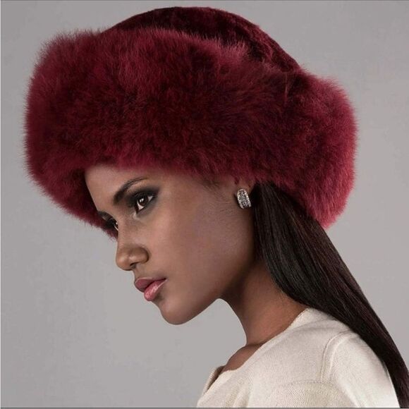 Alpaca fur hat Red main image 5